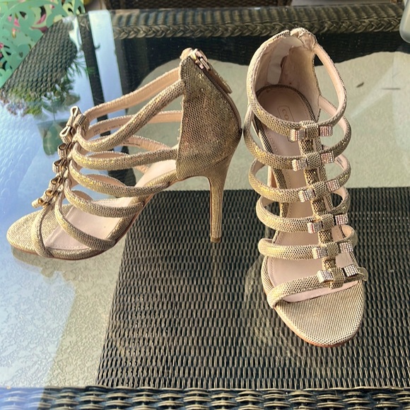 Coach 8.5 Laila Dot Met evening Leather high heels pump shoes sandals stiletto - Picture 2 of 14